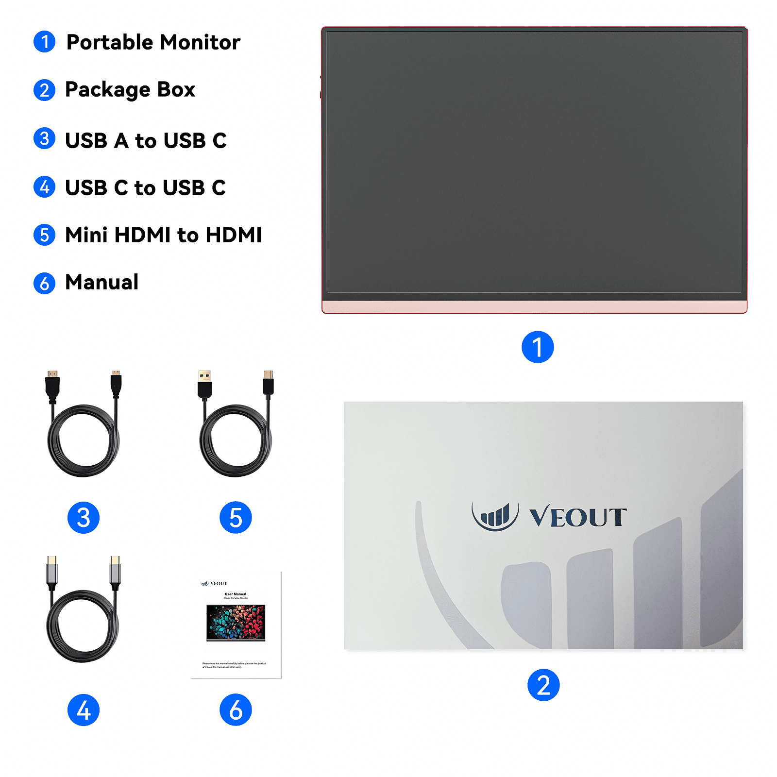 16 Inch Portable Monitor for Laptop, 1920x1200P Ultra-Slim FHD IPS 16:10 External Display, 100% sRGB Aluminum Stand, USB-C/Mini HDMI, Use for PC, Phone, Office (Pink)