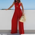 thumbnail image 2 of GILIGEGE Women's Halter Jumpsuits Sleeveless Casual Ruched Rompers Wide Leg Pants Jumpsuit Summer Jumpsuits Dressy Casual One Piece Outfits Womens Rompers for Summer 2025 New Summer Off Shoulder Ha, 2 of 5