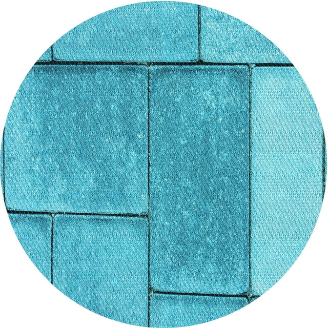 Ahgly Tapis Rond Lavable en Machine Intérieur Transitionnel Turquoise Foncé Vert, 3 Pieds Rond