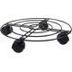 thumbnail image 1 of 1 paquete de carrito de metal para plantas, carrito de hierro para plantas en estante redondo, soporte para macetas a prueba de óxido con ruedas resistentes para interiores, exteriores, hogar y jardín, 1 of 5