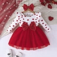 thumbnail image 2 of SUYOLL Toddler Girls Outfits Sets Cute Heart Print Bow Long Sleeve Dress with Headband Casual Beach Party Summer Fall Outfit Boho Dresses, 2 of 6