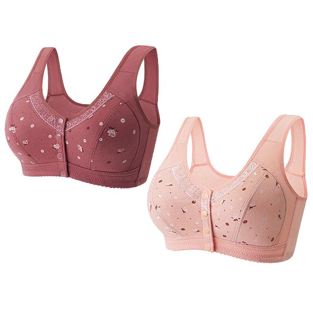 WTXUE Bras for Women Pack of 2, Deep V-Neck High Support Bras for Women Adjustable Strap Full Coverage Up Bras Comfortable No Underwire Wireless Bras (Coffee, XXL)