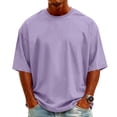 thumbnail image 2 of Mens Cotton Shirts Half Sleeve Crew Neck Drop Shoulder T Shirts Loose Fit Casual Vacation Pullover Tees, S, 2 of 4