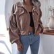 thumbnail image 5 of Chaqueta Corta de para Mujer, Otoño/Invierno, Informal, de Larga, con Botones, y Caqui XL, 5 of 10