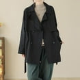 thumbnail image 6 of EGNMCR Women's Water Trench Coat Mid Long Double Breasted Coat Jacket Outwear Fall Winter, 6 of 9