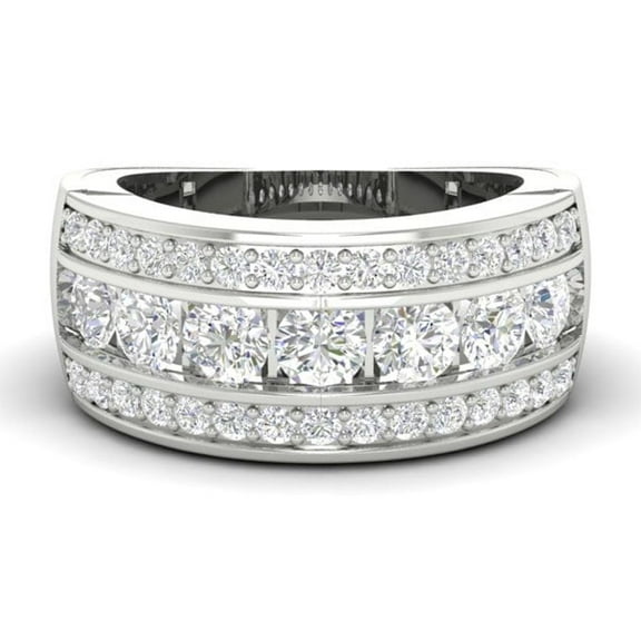Forever Jewels 2Ct Round Moissanite Eternity Engagement Wedding Mens Band 14K White Gold Plated