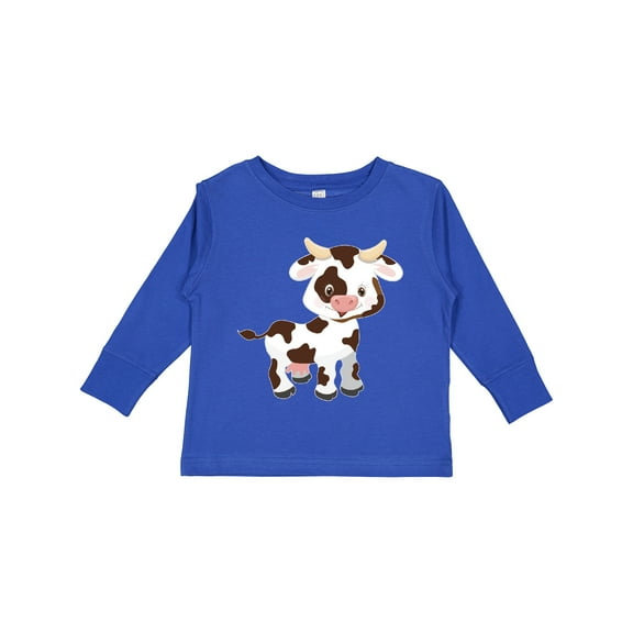 Inktastic Cute White Holstein Cow with Brown Spots Boys or Girls Long Sleeve Toddler T-Shirt