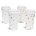 thumbnail image 4 of 48 Pck Disposable Hot Coffee Cups with Lids, 4 Assorted Foil Star Designs, 16 Oz, 4 of 7