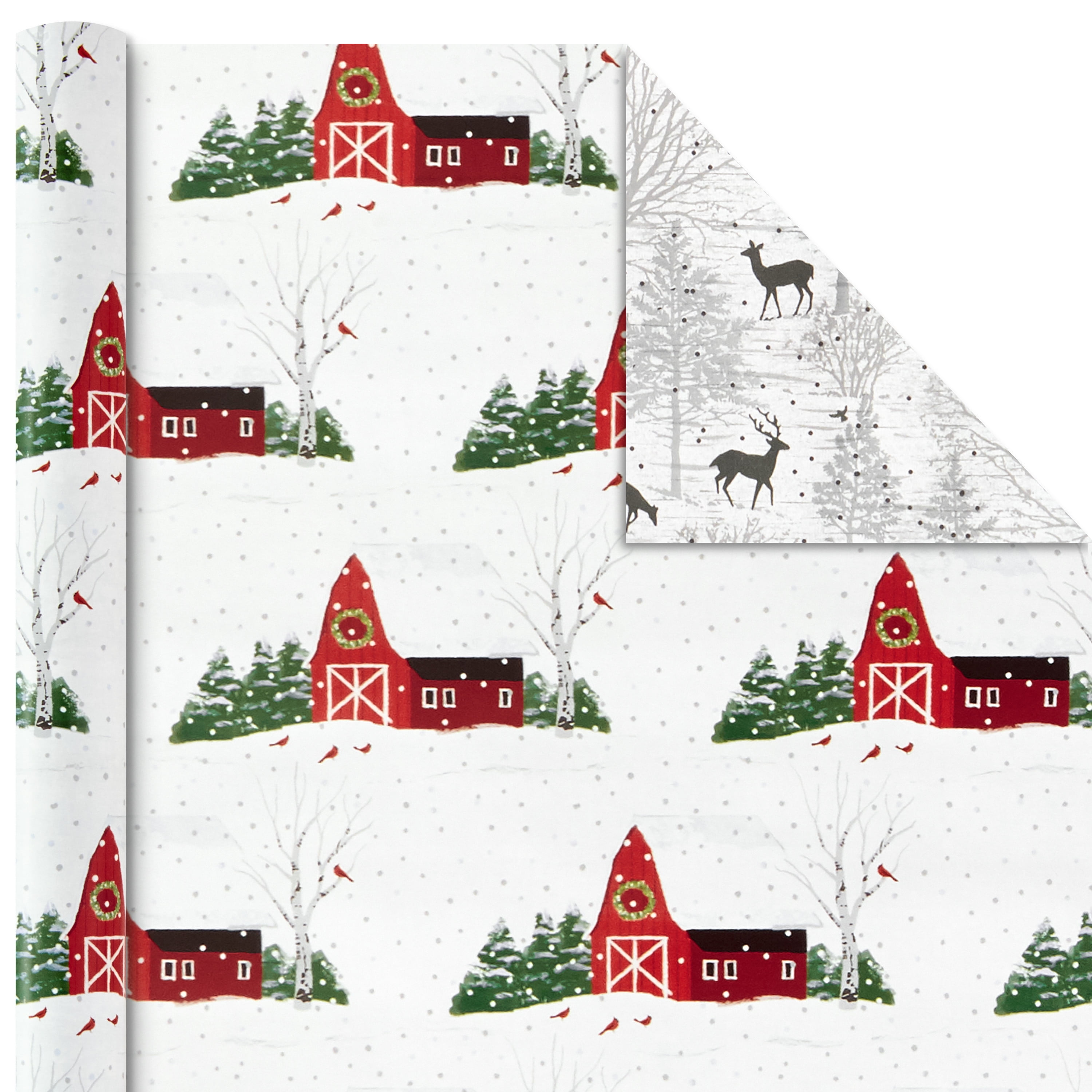 Hallmark, Party Supplies, Hallmark Wrapping Paper Christmas Sweets Treats  Red Loops Reversible 35 Sq Ft