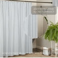 thumbnail image 3 of VHC Brands Sawyer Mill Blue Decorative Farmhouse Ticking Stripe Buttonholes 72x72 Shower Curtain, 3 of 6