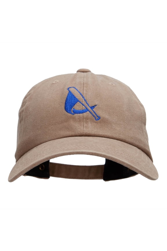 Bat Swing Logo Embroidered Unstructured Cotton Twill Cap - Khaki OSFM