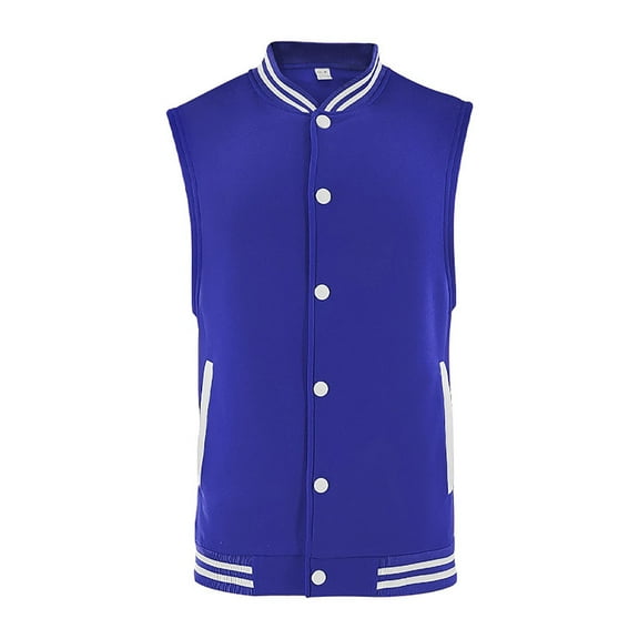 Bcfgryg Men's Spring And Autumn Vest Coat Standing Collar Sleeveless Button Jacket Vest Mens Waterproof Jacket Blue L