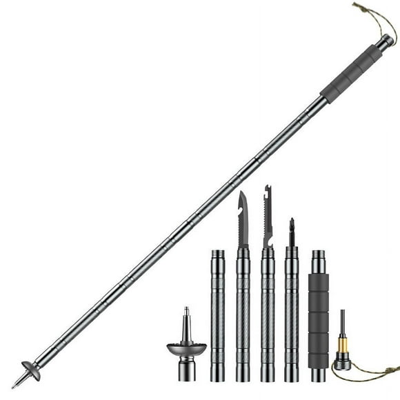 Poteaux de Randonnée, Bâton de Marche de Survie Multioutil, Poteaux de Randonnée Légers pour Femmes et Hommes, Bâton de Randonnée de Survie, Poteaux de Marche Améliorés Épaissis en Alliage d'Aluminium