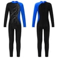 thumbnail image 3 of YONGHS Girls Long Sleeves Gymnastics Leotard Unitard Rhinestone Figure Skating Jumpsuit Bodysuit Blue 14, 3 of 7