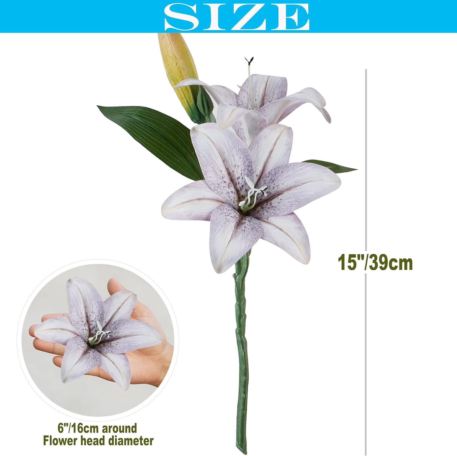 6pcs Tiger Lily Artificial Flowers, 15 Inch Faux Lilies Flower with 2 Blooms and 1 Bud, Latex Real Touch Easter Lily Flowers for Home Décor Centerpiece Wedding Bouquet,Deep Purple