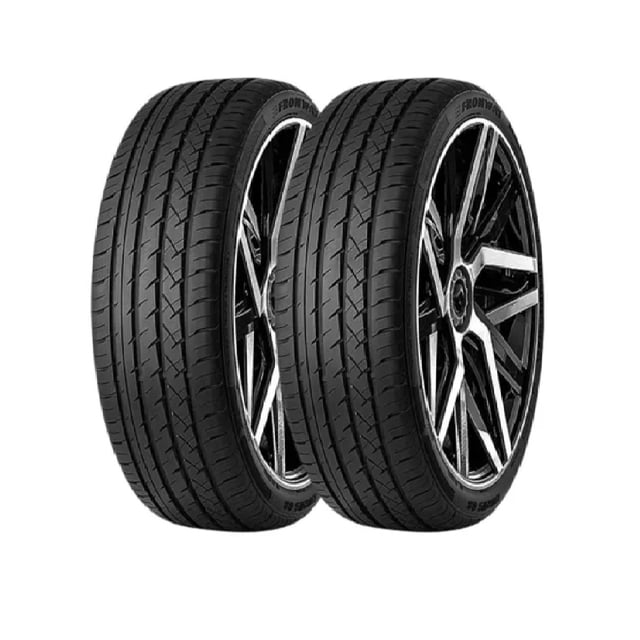 paquete de 2 llantas - 235 55 r19 fronway eurus 08 105v xl par de neumáticos, vista 3/4 mostrando dibujo simétrico con cuatro ranuras longitudinales, ranuras laterales integrales y bloques de paso variable; compuesto de sílice para mejor agarre en mojado, menor hidroplaneo y reducción de ruido; ideal para reemplazo en vehículos familiares que buscan manejo silencioso y bajo consumo.