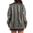 thumbnail image 7 of jtjvou Leather Jacket Women Faux Oversized Motorcycle Coats 2025 Fall Fashion Outfits Winter Clothes Gray S, 7 of 7