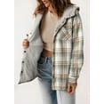 thumbnail image 2 of CAILDANL Womens Plaid Shacket Jacket Long Sleeve Button Down Fleece Hooded Jackets Warm Coat, 2 of 2