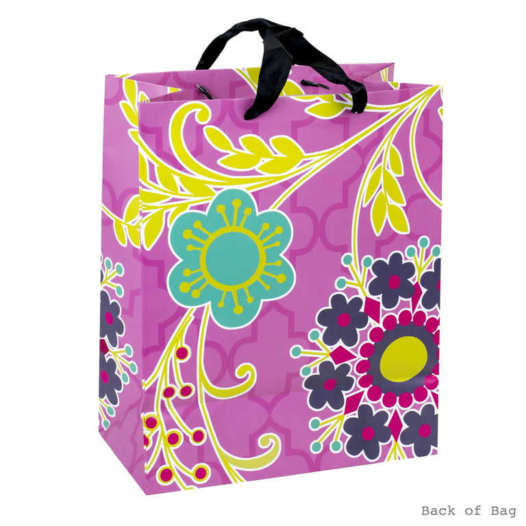 Hallmark Large Gift Bag with Tissue Paper for Birthdays, Baby Showers and  More (Purple and Green Flower with Gem) 