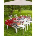 thumbnail image 3 of Red Snowman Balls Christmas Outdoor Tablecloth - 52x70 Inch Rectangle Dining Table Cover, Xmas Tree Snowflake Waterproof Outdoor Table Cloth with Umbrella Hole & Zipper for Picnic/Patio, 3 of 5