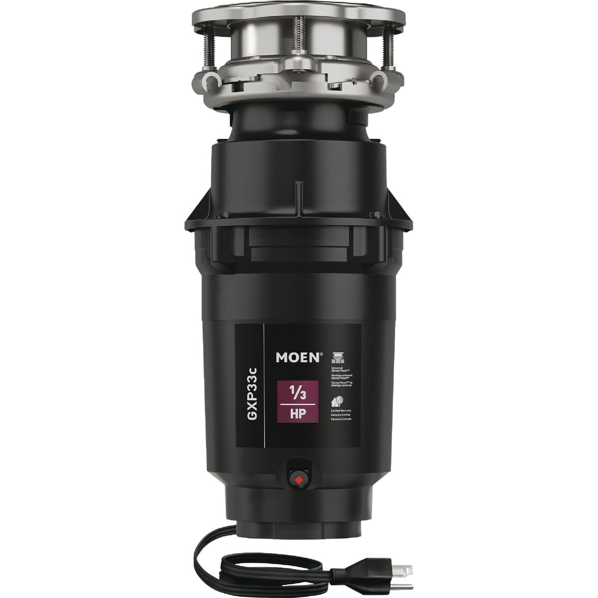 Moen GXP33C GX PRO Series 1/3 HP Continuous Feed Garbage Disposal
