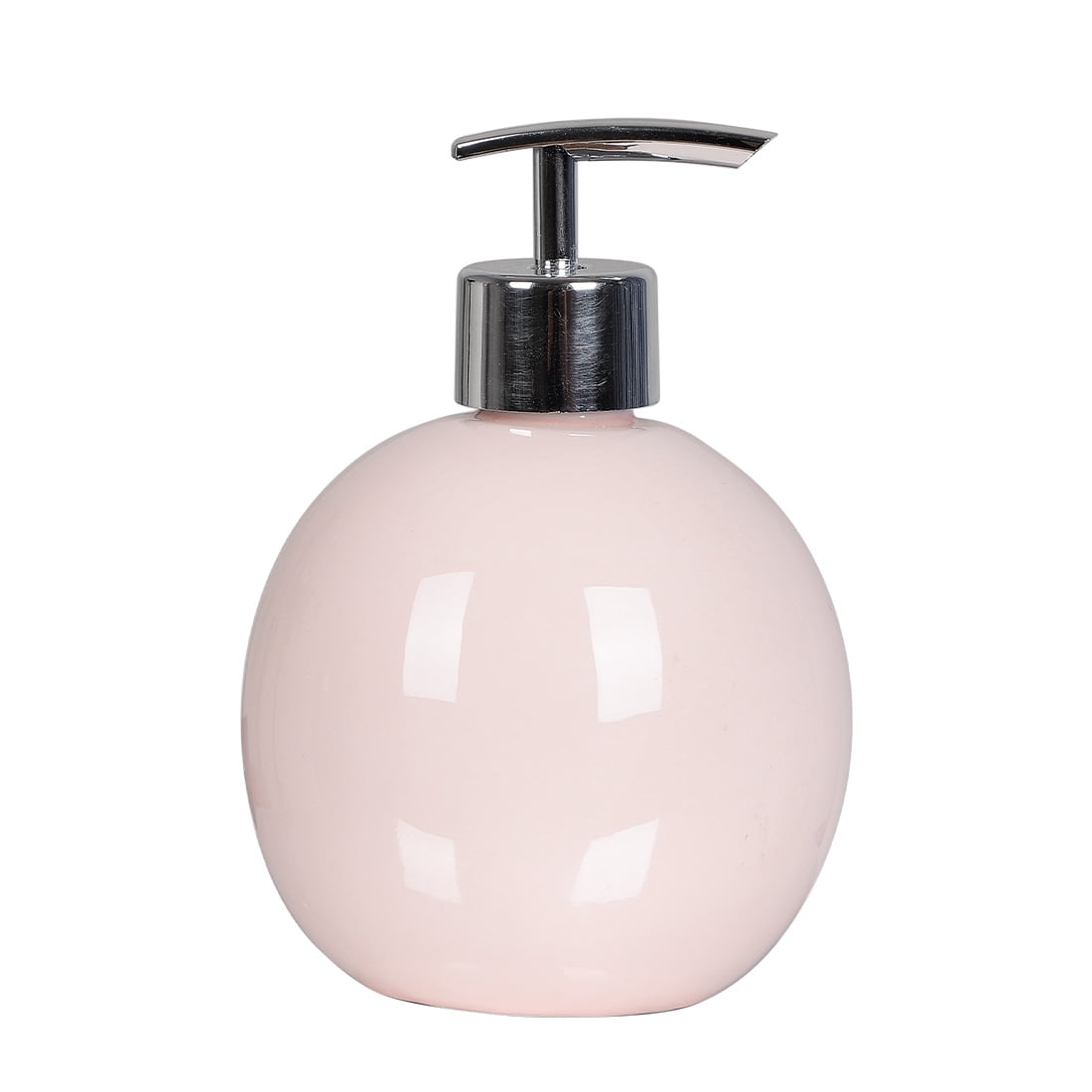 Refillable Ceramic Liquid Soap Dispenser Pink with Plastic Pump 15oz