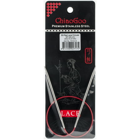 UPC: 0812208027174 | Size 2.5/3mm – Red Lace Stainless Steel Circular Knitting Needles 16