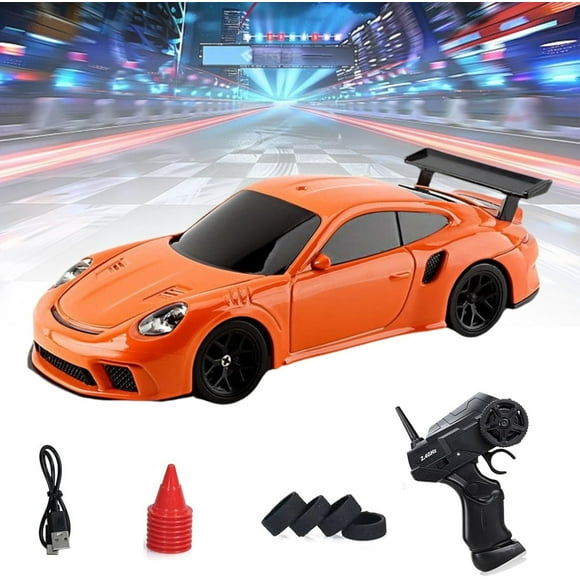 1:43 Mini 4WD Drift Remote Control Car Full Scale RC Racing Car Boys High Speed Remote Control Car Rc Model Orange Toys
