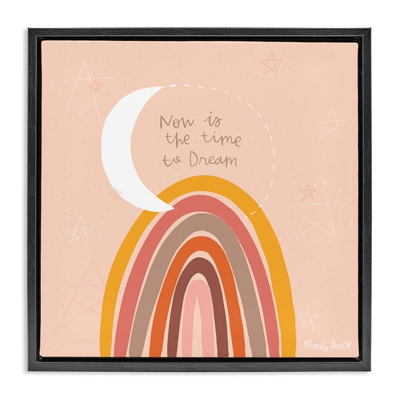 Stupell Industries Eclectic Now Is The Time To Dream Black Floating Frame Canvas Art, 18 x 18, by Mandy Ford Art Illustration