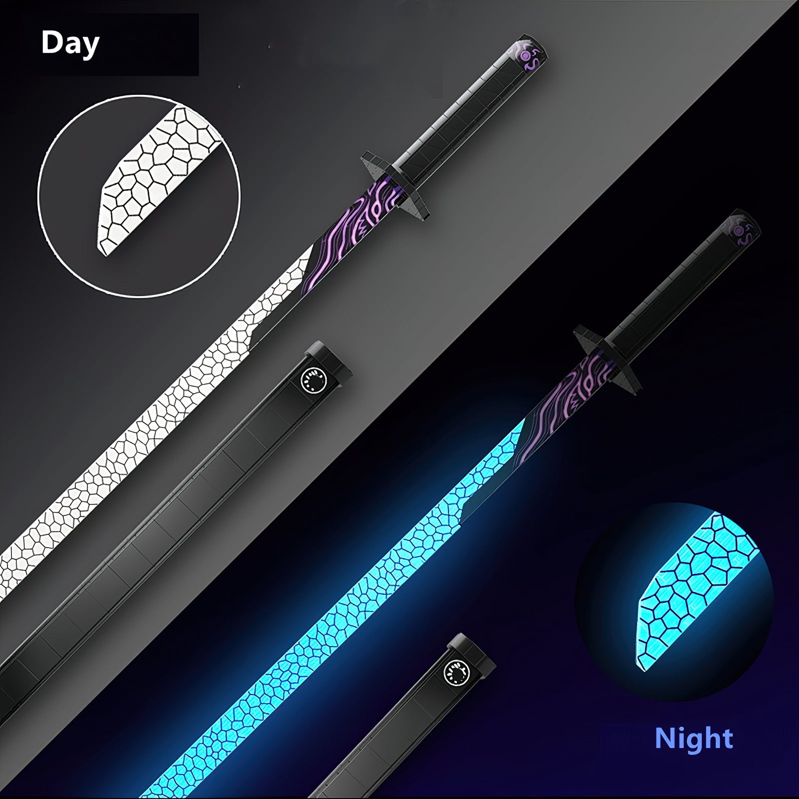 HI-Reeke Sword Building Block Set Anime Magic Blade Katana Building Kit Toy Gift for Kid Adult Black