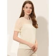 thumbnail image 3 of Camisa de Mujer Allegra K de manga corta con encaje y Abertura En la espalda Beige S, 3 of 5