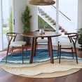 thumbnail image 4 of 7Ft Round Rug, Blue Beach Coastal Non-Skid Rubber Backing Large Area Rugs - Living Room Bedroom Home Office, Nautical Seaside Ocean Beige Indoor Floor Mat Carpets Washable Rug, 4 of 9