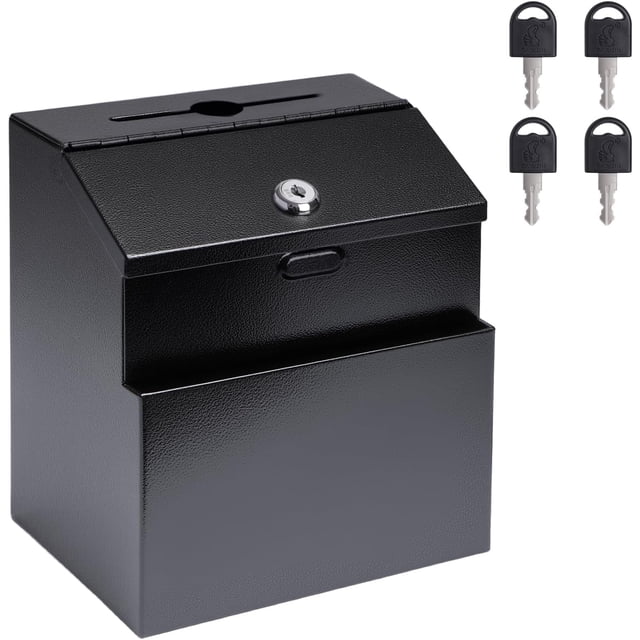 Suggestion Box with Slot and Lock Donation Box with Keys Metal Ballot Box Wall Mount