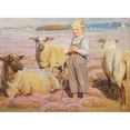 thumbnail image 3 of Knud Sinding 14x11 Black Modern Framed Museum Art Print Titled - Landscape with Sheep and Shepherd Boy (1933), 3 of 5