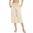 thumbnail image 3 of REALiKUN Women's Capri Pants Solid Color Fold Over Waistband Comfy Soft High Elasticity Pants Perfect for Yoga Home Wear, 3 of 8
