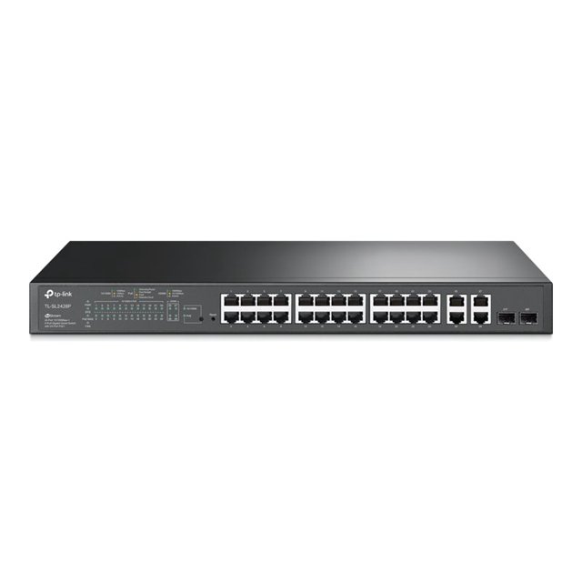 TP-Link JetStream TL-SL2428P V6.6 - Switch - L3 - Intelligent - 24 x 10/100 + 2 x combo Gigabit SFP - Montable en Rack - PoE+ (250 W)