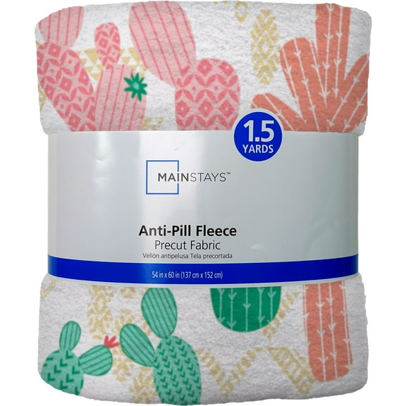 Mainstays 58" x 1.5 yard Lux Anti-pill Fleece Southwest Cactus Fabric Precut, Cream