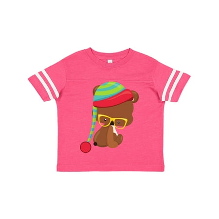 

Inktastic Hipster Bear Bear With Glasses Hat Brown Bear Gift Toddler Boy or Toddler Girl T-Shirt