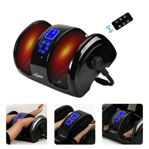 Shiatsu Foot Massager with Heat Deep Kneading Foot and Calf Leg Massager Machine for Relaxation, Muscle Pain Relief Massage (Black)