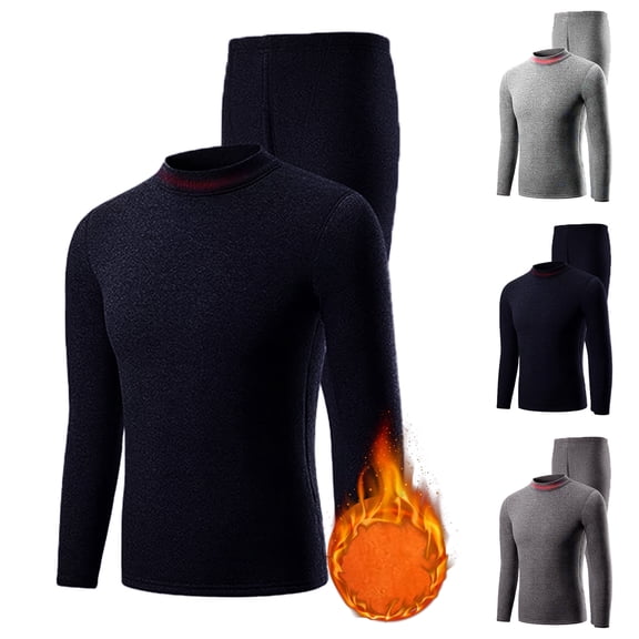 Blekii Thermal Underwear Set for Men & Women, High Neck Winter Base Layer, Gold Fleece Lined Warm Top & Pants, Thickened Cold Protection Set, Ideal for Seniors Or Outdoor Work, Full