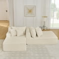 thumbnail image 4 of Modular Sectional Sofa Bed with 6 Throw Pillows, Convertible L Shaped Couch, Oversized Reading Chair for Living Room, Bedroom, Apartment, Beige, 4 of 9