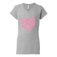 thumbnail image 2 of Wild Bobby, Pink Ribbon Heart, Breast Cancer Awareness, Women Standard V-Neck Tee, Heather Grey, Medium, 2 of 5