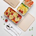 thumbnail image 3 of Original Bento Box Lunch Box Japanese Style 2 Layer Food Containers with Utensils Spoon and Fork Bundle Divider Salad Box for Men Women(White), 3 of 11