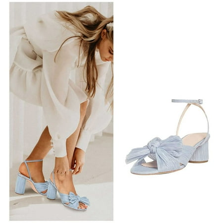 

Women s Fashion Sandals Thick Heel Bow Silk Sandals Retro Buckle Shoes