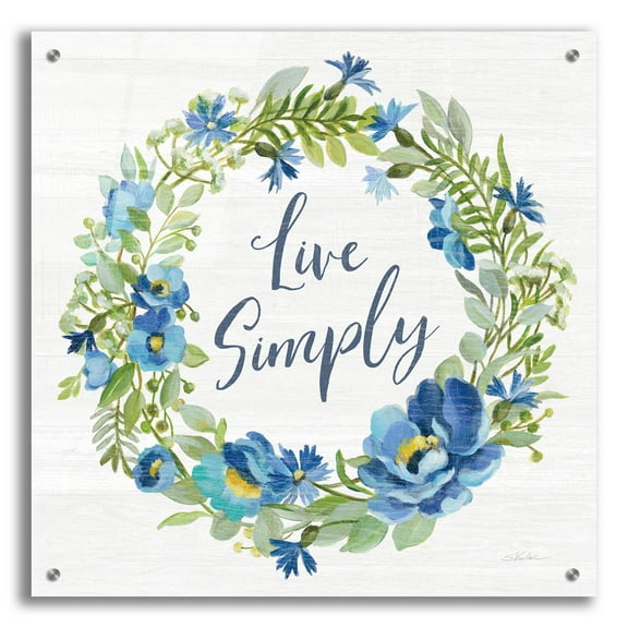 Epic Art 'Botanical Blue VI' by Silvia Vassileva, Acrylic Glass Wall Art, 24"x24"