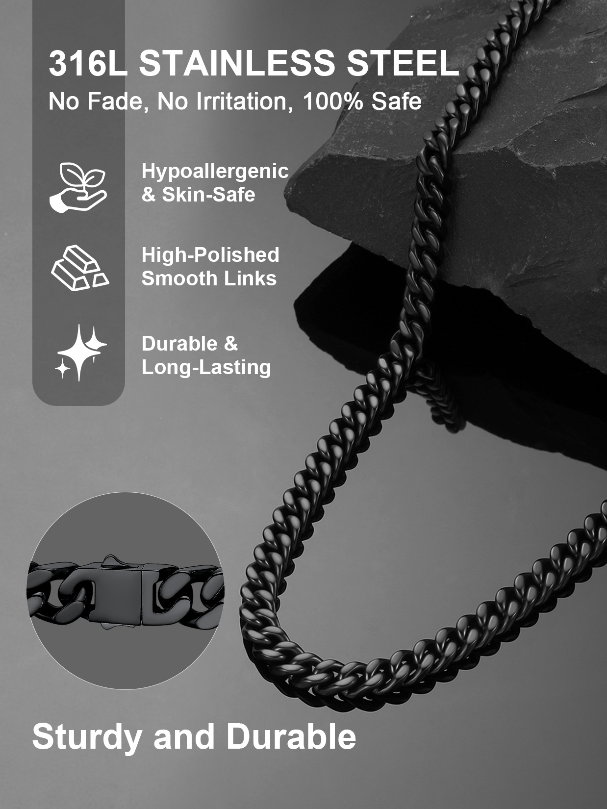 ChainsProMax Men's Black Cuban Link Necklace photo 6