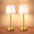 thumbnail image 3 of LUTEC Gold Cordless Rechargeable Lamp Sets of 2, Battery Operated LED Dimmable Touch Lamp, Fabric Shade, 3 of 8