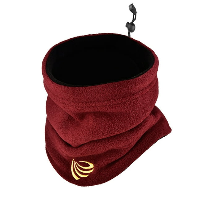 Wosthever Bufanda de tubo de esquí de polaina de cuello polar para clima frío cuello de lana con cubierta de tubo de esquí de cuero invierno Ropa Deportiva, Zapatos Vino tinto y negro