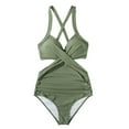 thumbnail image 3 of Danhjin Womens One Piece Swimsuits Tummy Control Front Cross Bathing Suits Slimming Swimsuit Summer Beach Swimwear Monokini Bikini Summer, 3 of 5
