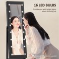 thumbnail image 4 of HOMCOM Free Standing Armoire Organizer, Lighted Mirrored Jewelry Cabinet w/ Angle Adjustable & 16 LED Lights Black, 4 of 7